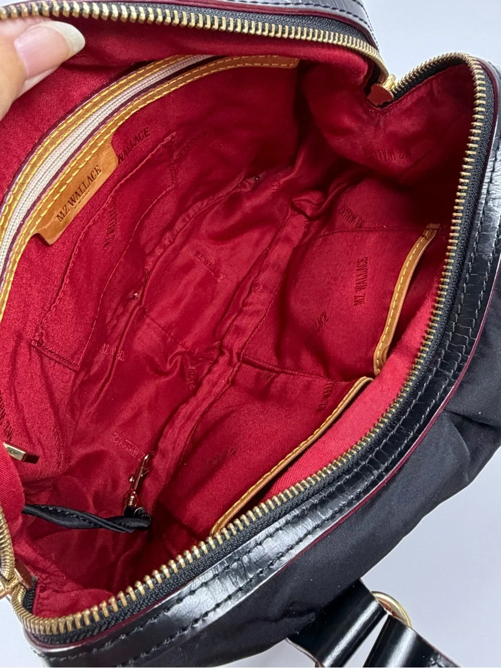 MZ Wallace Bedford Satchel Black Bedford Nylon Patent Leather Trim Gold Hardware - Picture 11 of 16